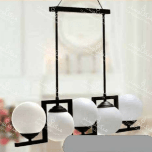 لوستر مولكولی ۵ شعله کد ۶۲۴/۵ بدنه مشکی و حباب سفید
